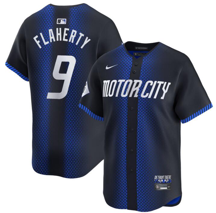 Men's Detroit Tigers #9 Jack Flaherty 2024 Navy City Connect Cool Base Limited Stitched Jersey